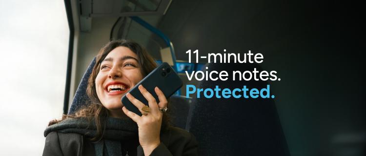 Woman recording a voice note.